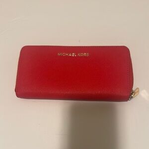 Like New Michael Kors Red Saffiano Leather Wallet